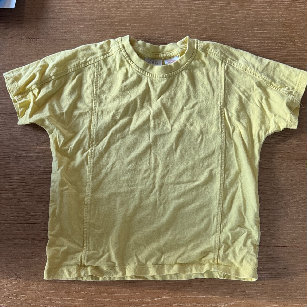 Zara Light Yellow Crewneck Tee, Size 3-4 Year